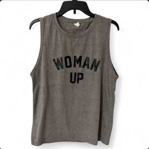 Gray Sleeveless Muscle Top Graphic Print